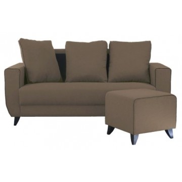 Diana 3 Seater Fabric Sofa with Stool  (Brown)