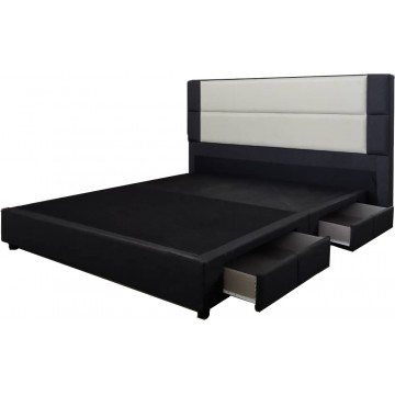 Madeline Fabric Storage Bed (Dark Grey and White)