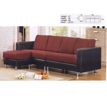 4 Seater L-Shaped Sofa with Stool Fabric FSF1009