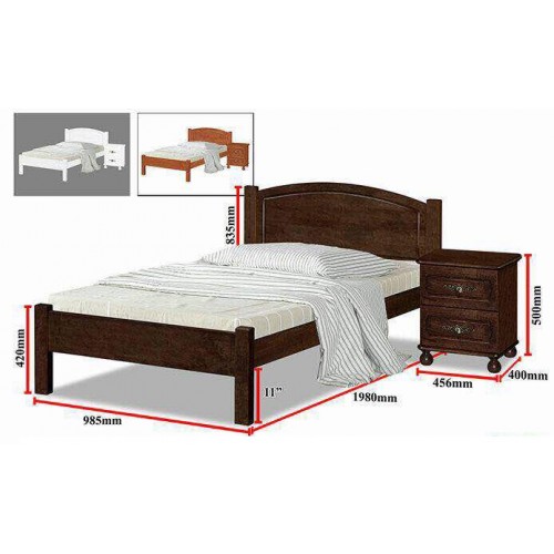 Wooden Bed WB1002 (Available in 3 Colors)
